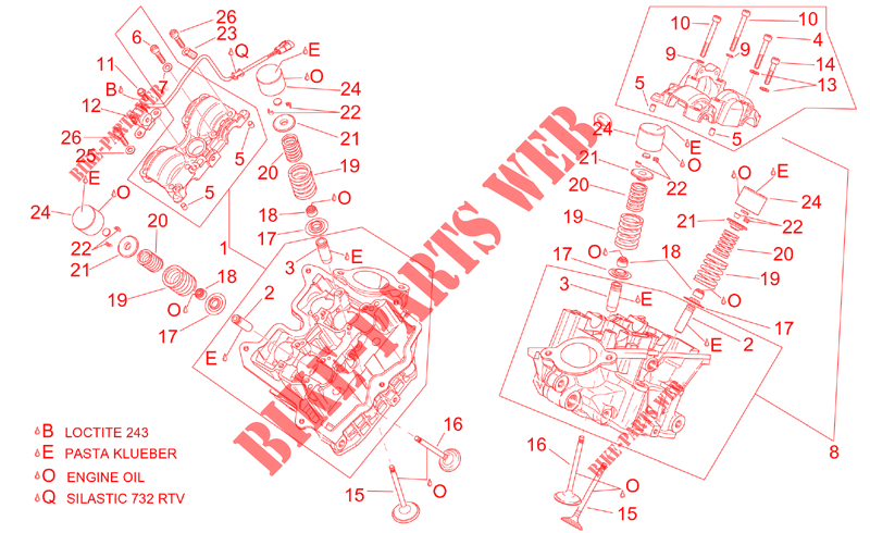 Cylinder head and valves para Aprilia RSV 1000 2001