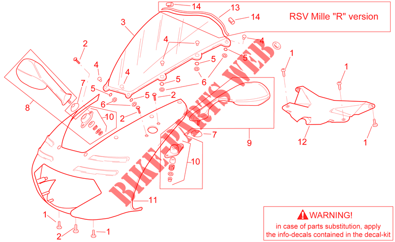 Front body   Front fairing para Aprilia RSV 1000 2000