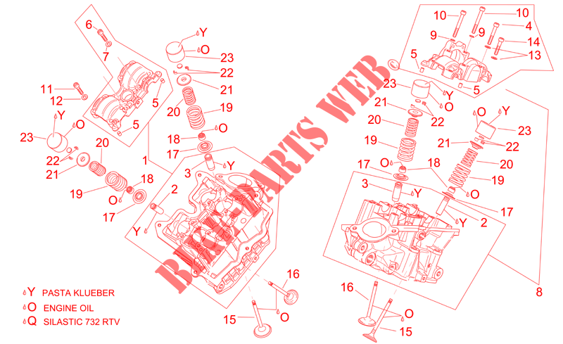 Cylinder head and valves para Aprilia RSV 1000 2004