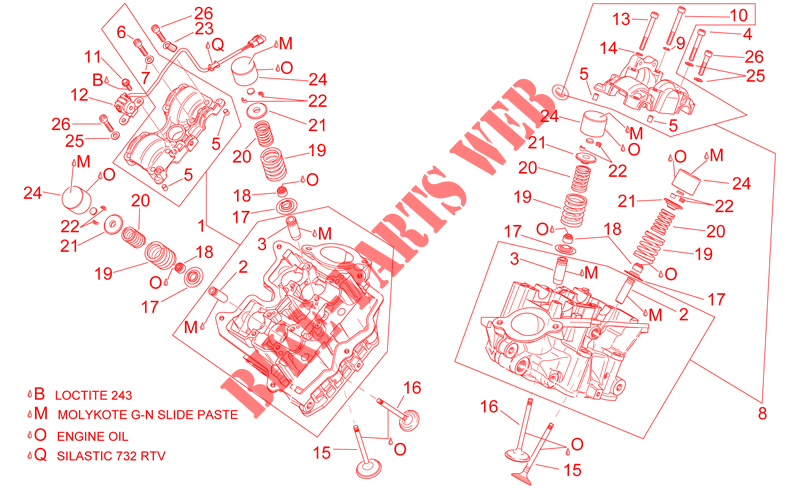 Cylinder head and valves para Aprilia SL Falco 2000