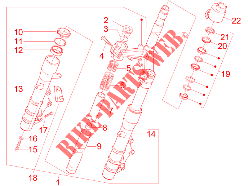 Forquilha/tubo da direcção   Grupo de apoio dos engates para Aprilia SR MAX 2013