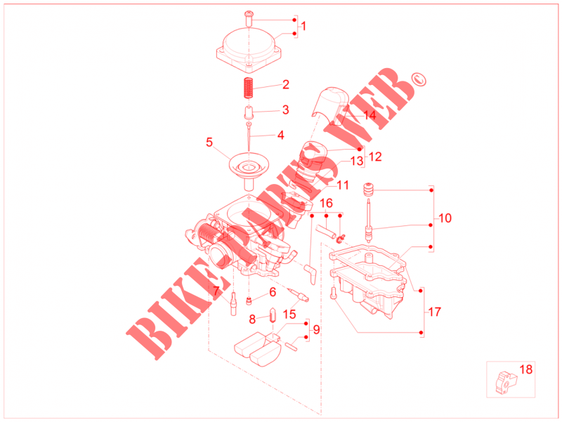 Componentes do carburador para Aprilia SR Motard 4T E3 2014