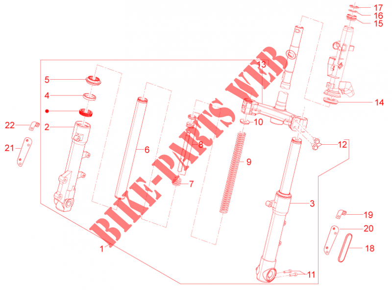 Forquilha/tubo da direcção   Grupo de apoio dos engates para Aprilia SR Motard 4T E3 2014