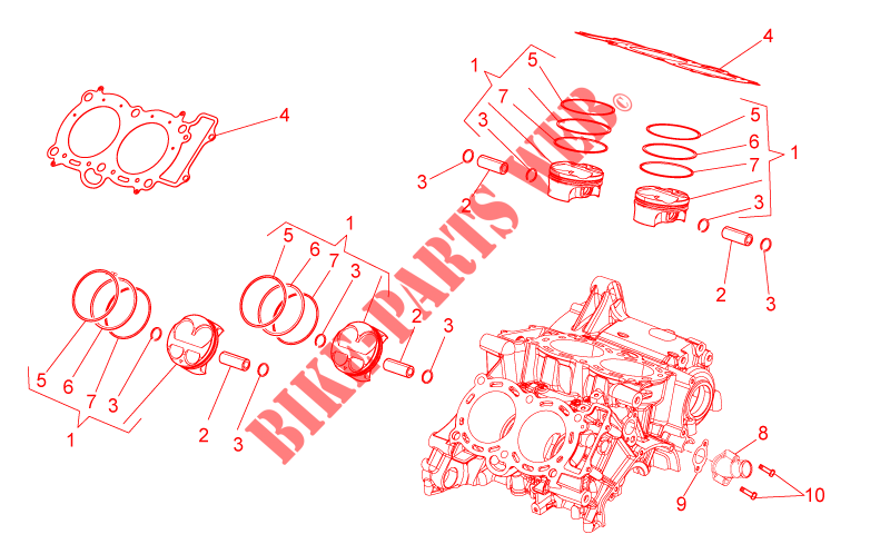Cylinder   Piston para Aprilia Tuono V4 R APRC ABS 2014