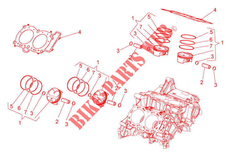 Cylinder   Piston para Aprilia Tuono V4 RR 2015