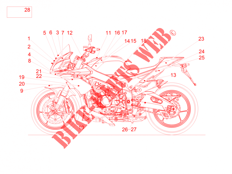 Plate set and decal para Aprilia Tuono V4 RR 2015